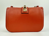 Small Glam Lock Orange Leather Flap Bag