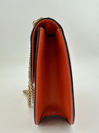 Small Glam Lock Orange Leather Flap Bag