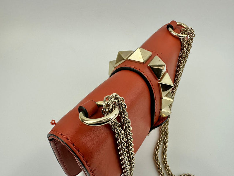 Small Glam Lock Orange Leather Flap Bag