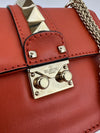 Small Glam Lock Orange Leather Flap Bag
