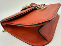 Small Glam Lock Orange Leather Flap Bag