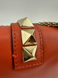 Small Glam Lock Orange Leather Flap Bag
