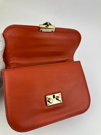Small Glam Lock Orange Leather Flap Bag