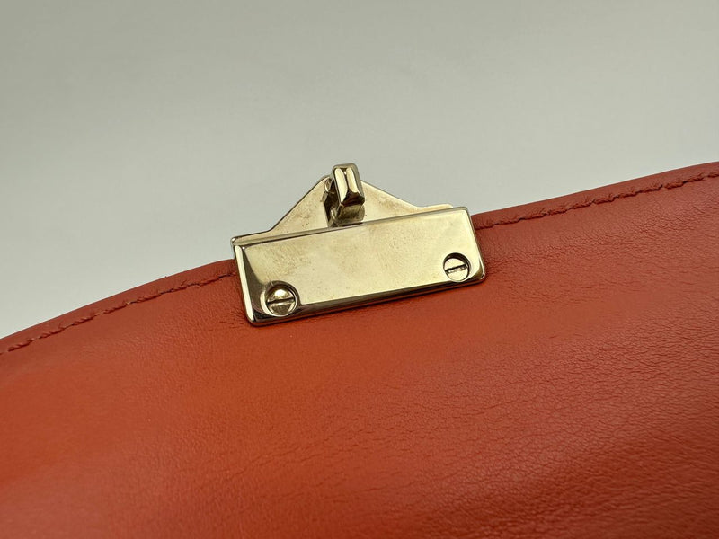 Small Glam Lock Orange Leather Flap Bag