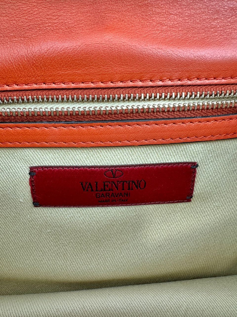 Small Glam Lock Orange Leather Flap Bag