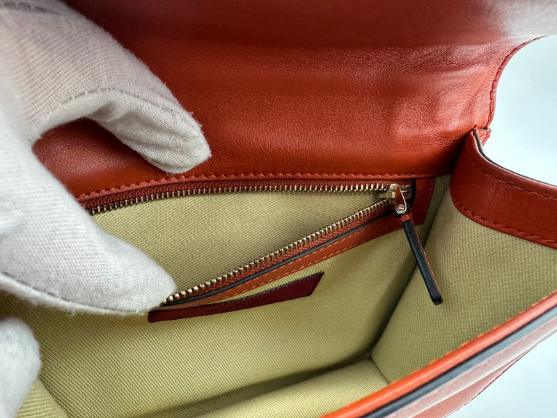Small Glam Lock Orange Leather Flap Bag