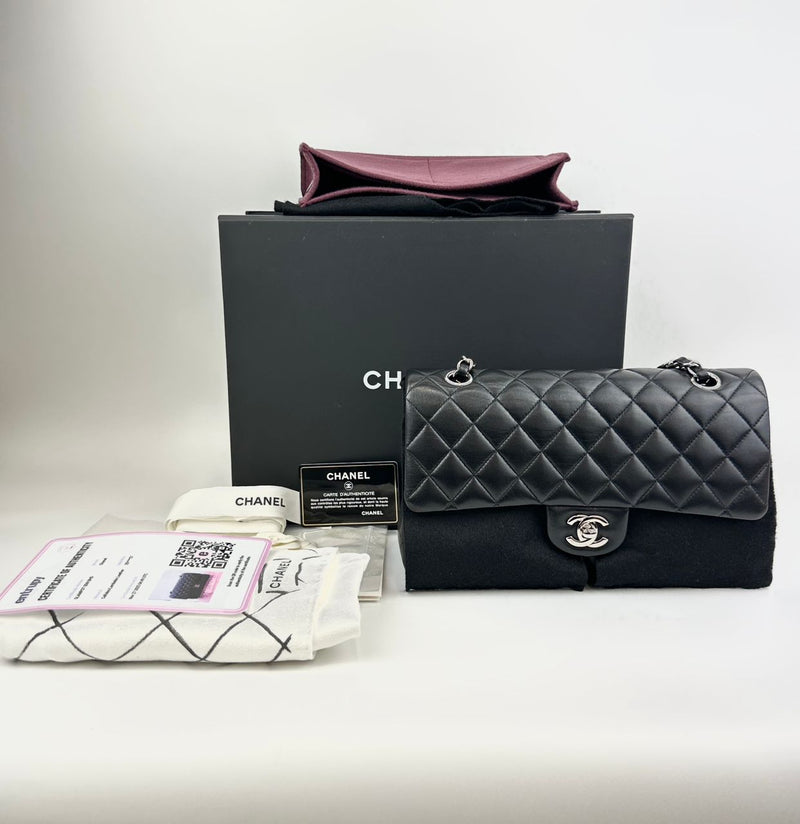 Medium Classic Double Flap Black Lambskin SHW