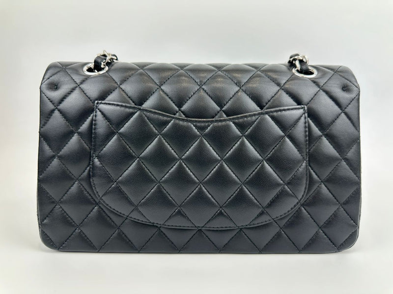 Medium Classic Double Flap Black Lambskin SHW