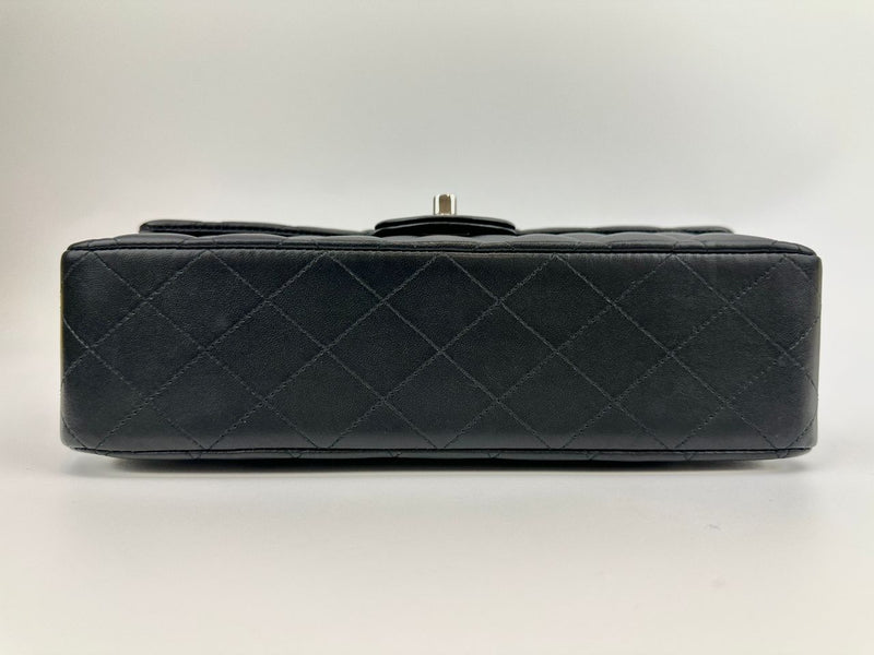 Medium Classic Double Flap Black Lambskin SHW