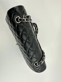 Medium Classic Double Flap Black Lambskin SHW