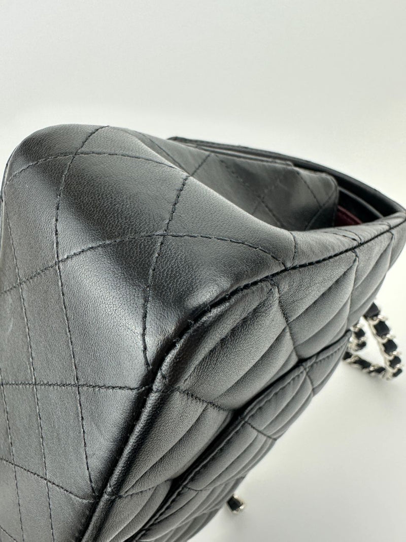 Medium Classic Double Flap Black Lambskin SHW