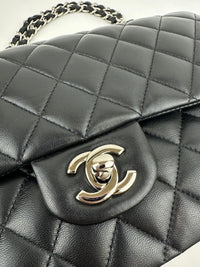 Medium Classic Double Flap Black Lambskin SHW