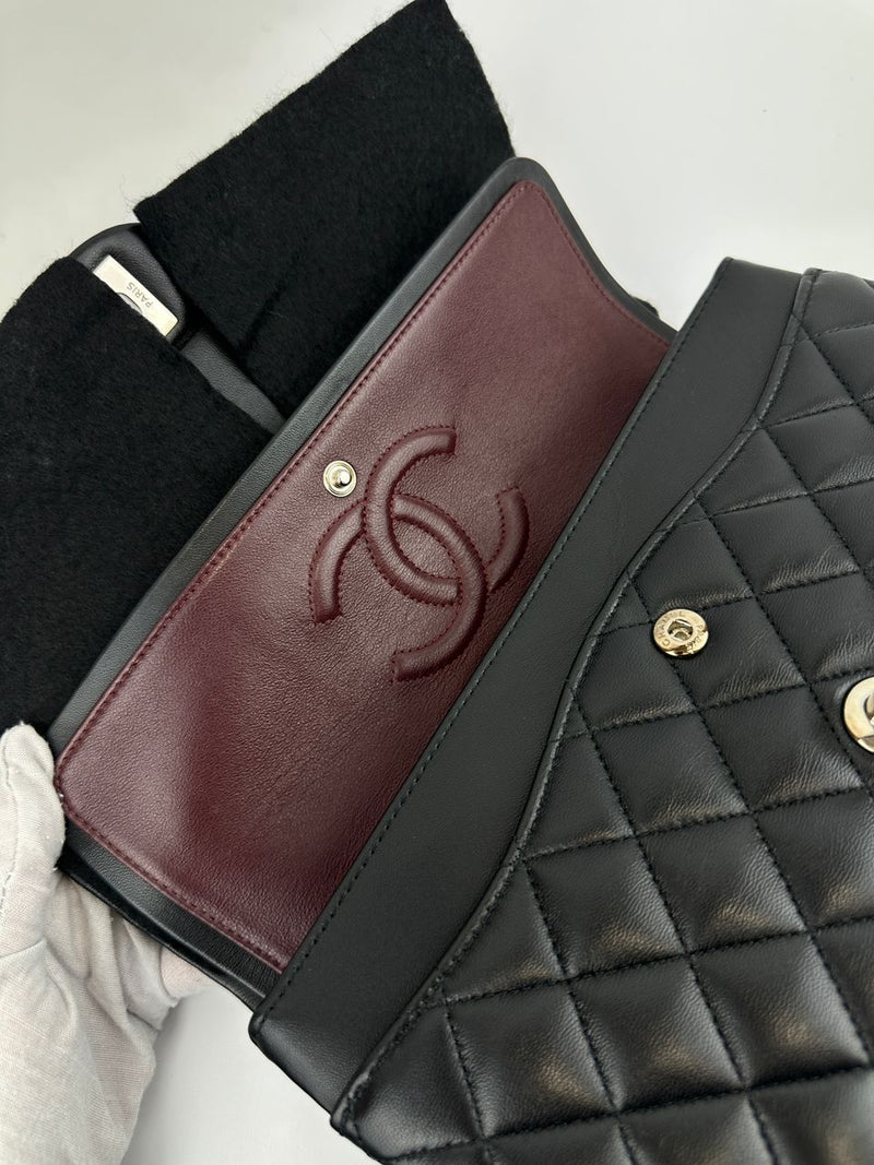 Medium Classic Double Flap Black Lambskin SHW