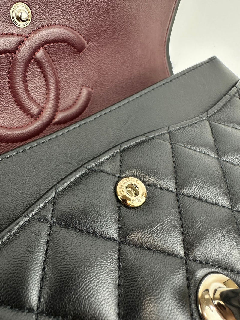 Medium Classic Double Flap Black Lambskin SHW