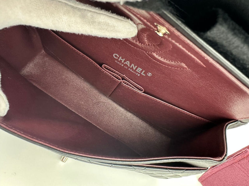 Medium Classic Double Flap Black Lambskin SHW