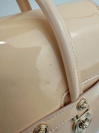 Small La Medusa Pastel Pink Patent Top Handle Bag