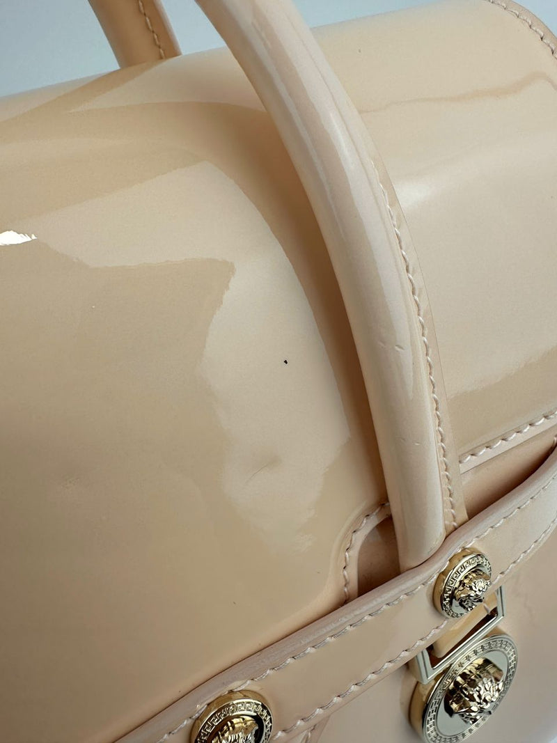 Small La Medusa Pastel Pink Patent Top Handle Bag