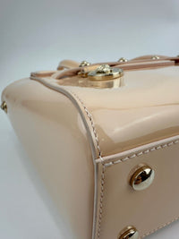 Small La Medusa Pastel Pink Patent Top Handle Bag