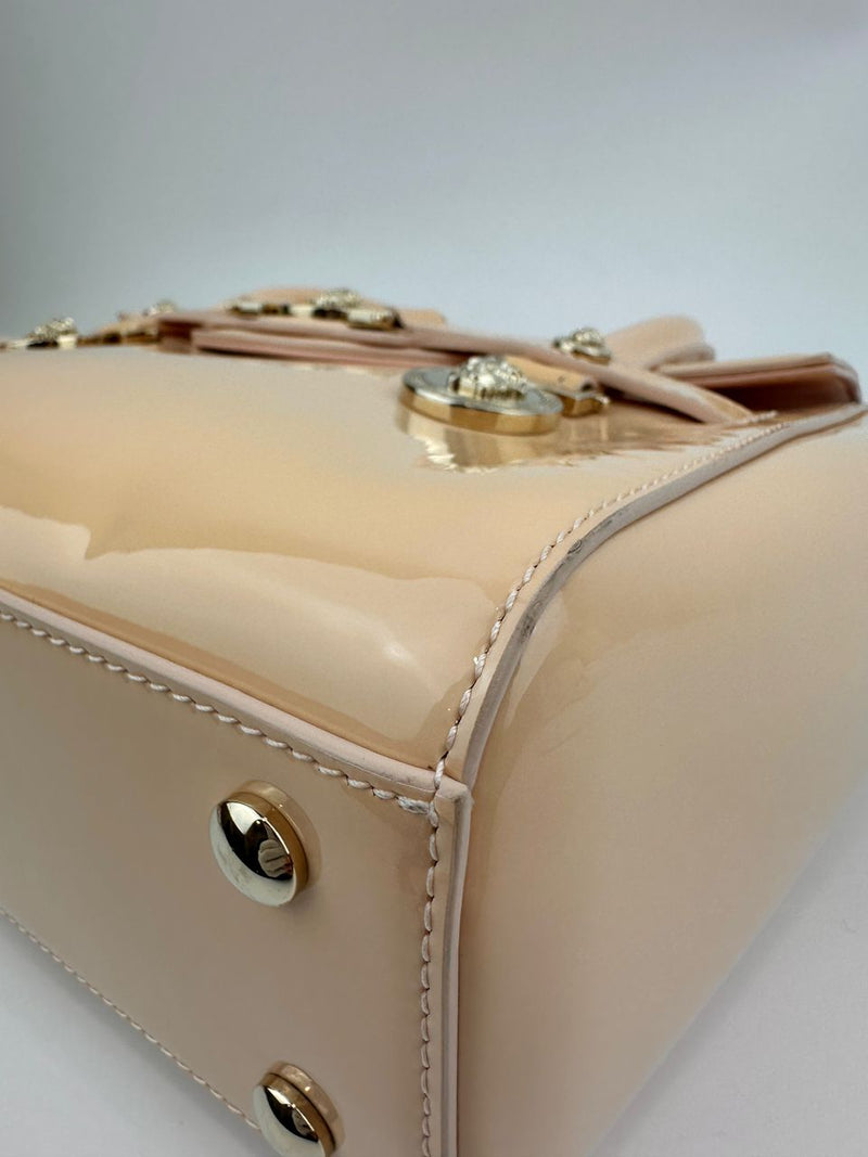 Small La Medusa Pastel Pink Patent Top Handle Bag