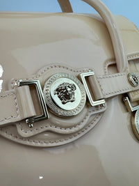 Small La Medusa Pastel Pink Patent Top Handle Bag