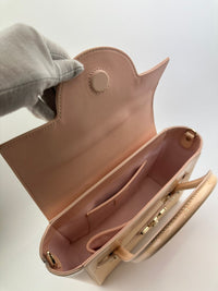 Small La Medusa Pastel Pink Patent Top Handle Bag