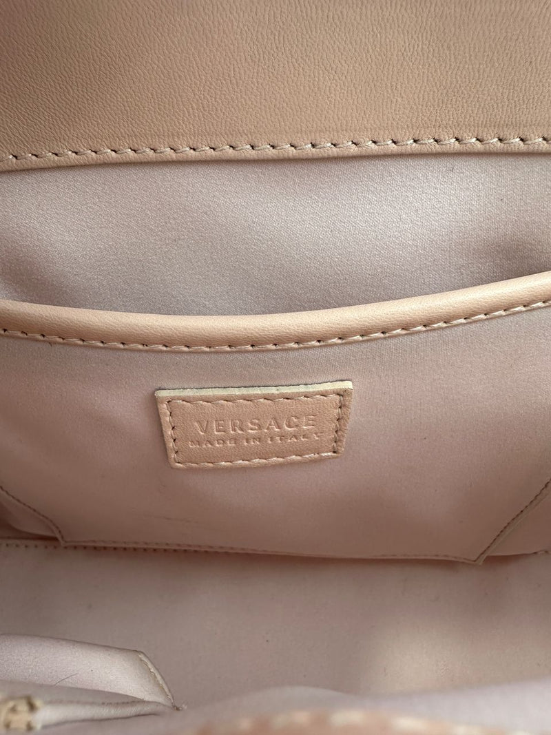 Small La Medusa Pastel Pink Patent Top Handle Bag