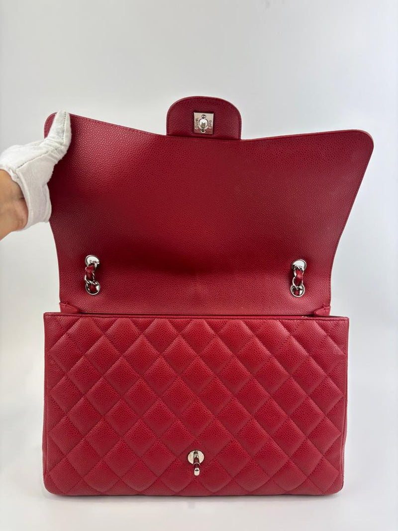 Maxi Single Flap Red Caviar SHW