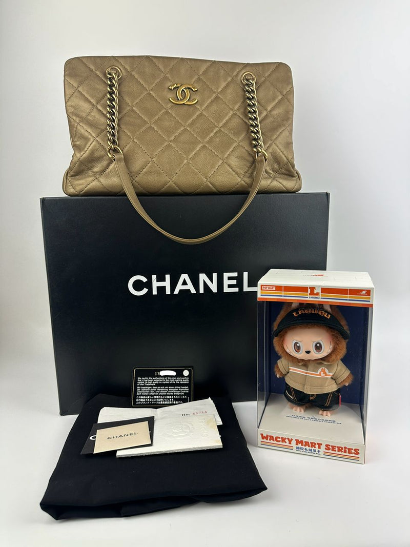 A67493 CC Quilted Matte Gold Shoulder Tote