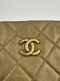 A67493 CC Quilted Matte Gold Shoulder Tote