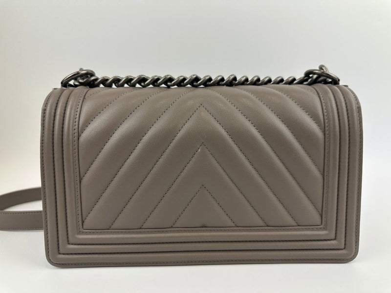 Le Boy Chevron Lambskin Grey PHW