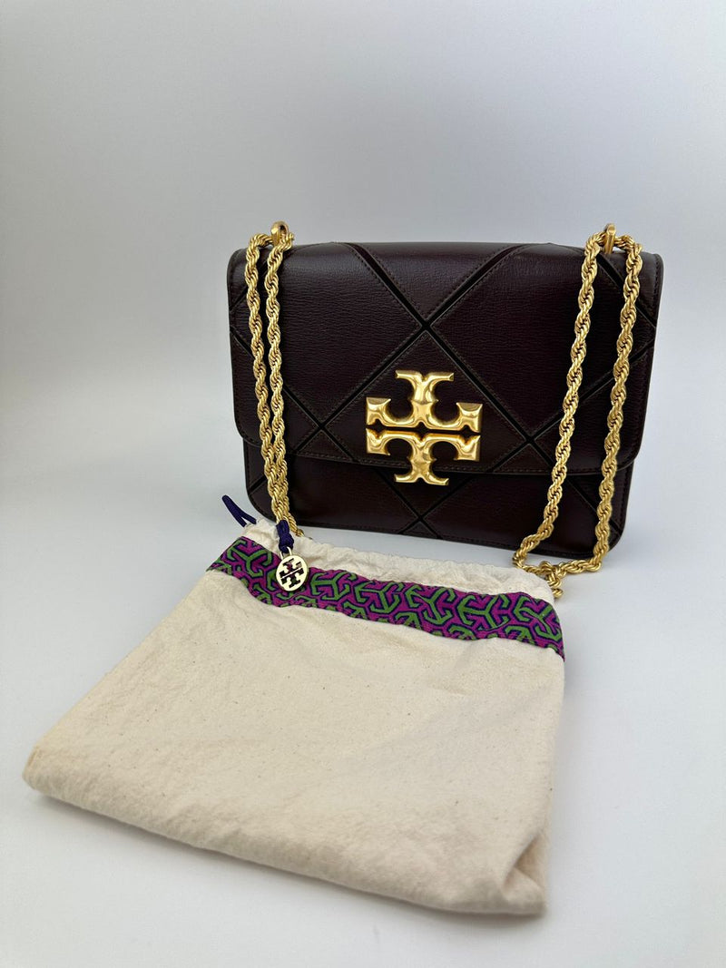 Eleanor Diamond Quilt Leather Shoulder Bag in Burgundy