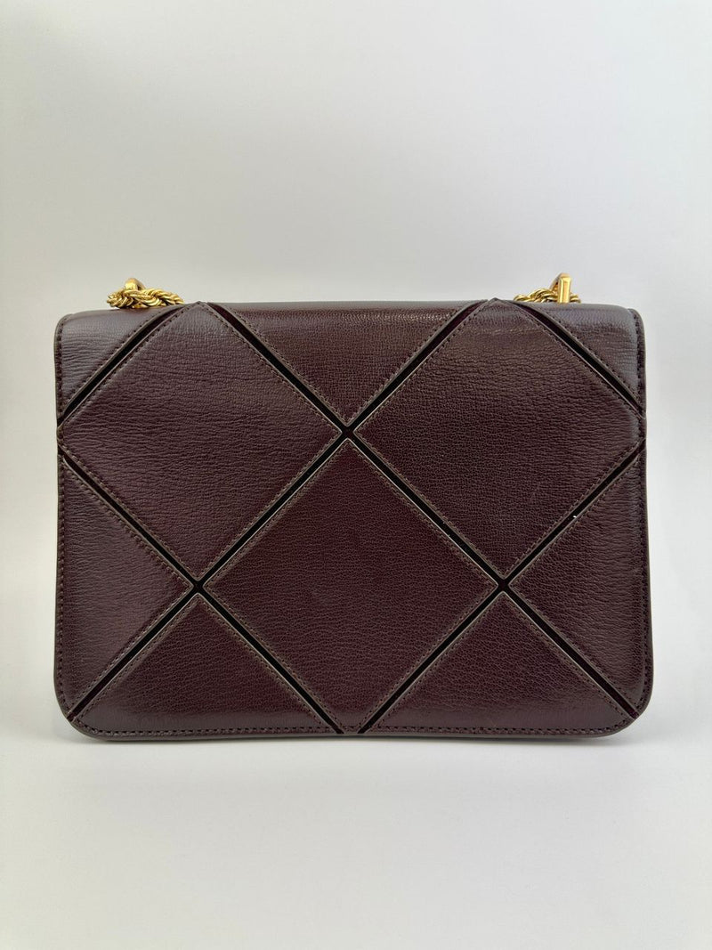 Eleanor Diamond Quilt Leather Shoulder Bag in Burgundy