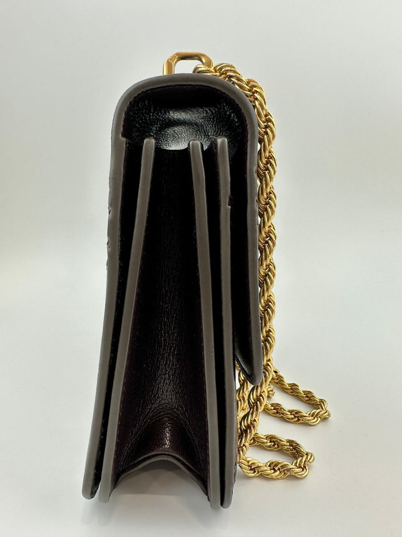 Eleanor Diamond Quilt Leather Shoulder Bag in Burgundy