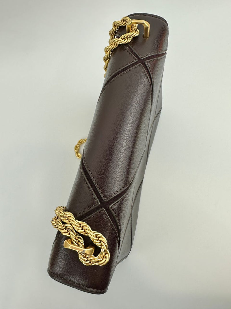 Eleanor Diamond Quilt Leather Shoulder Bag in Burgundy