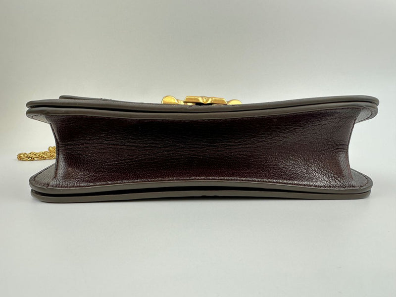 Eleanor Diamond Quilt Leather Shoulder Bag in Burgundy