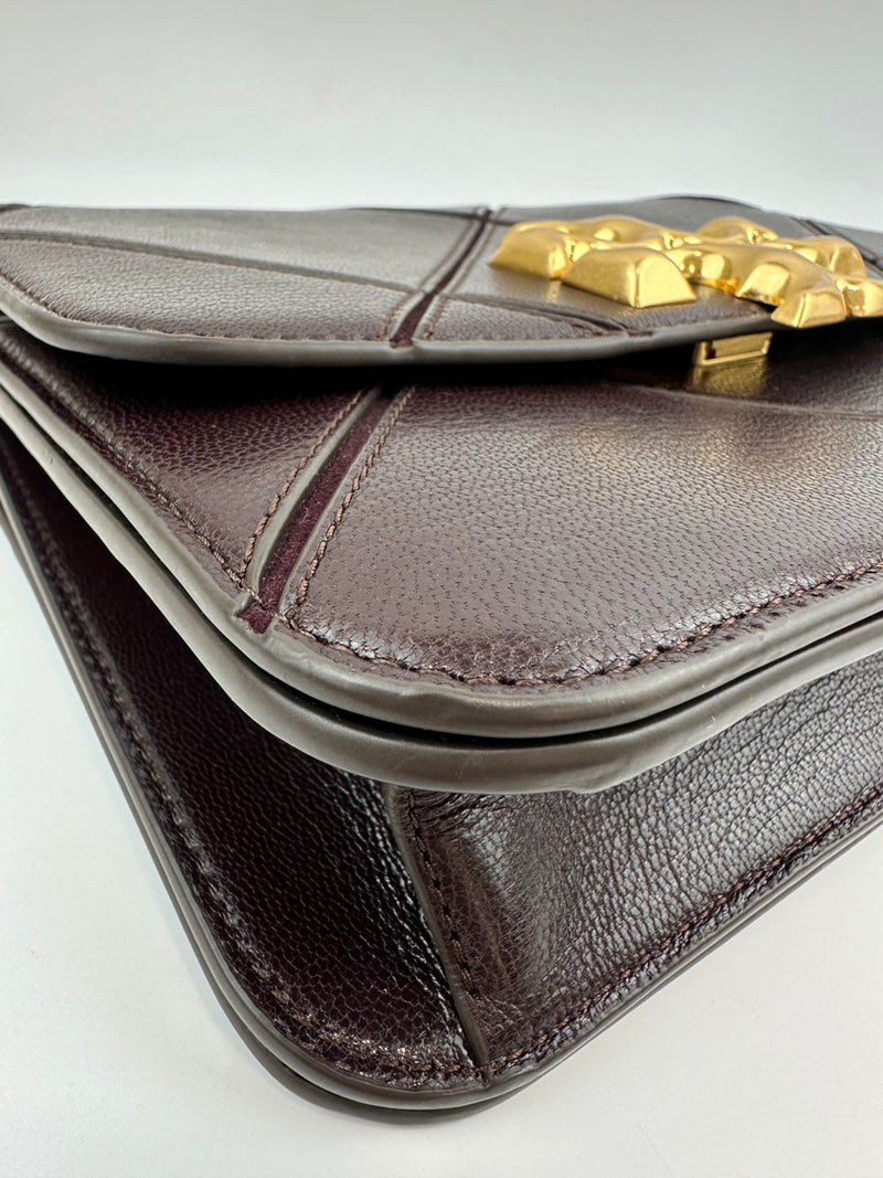 Eleanor Diamond Quilt Leather Shoulder Bag in Burgundy