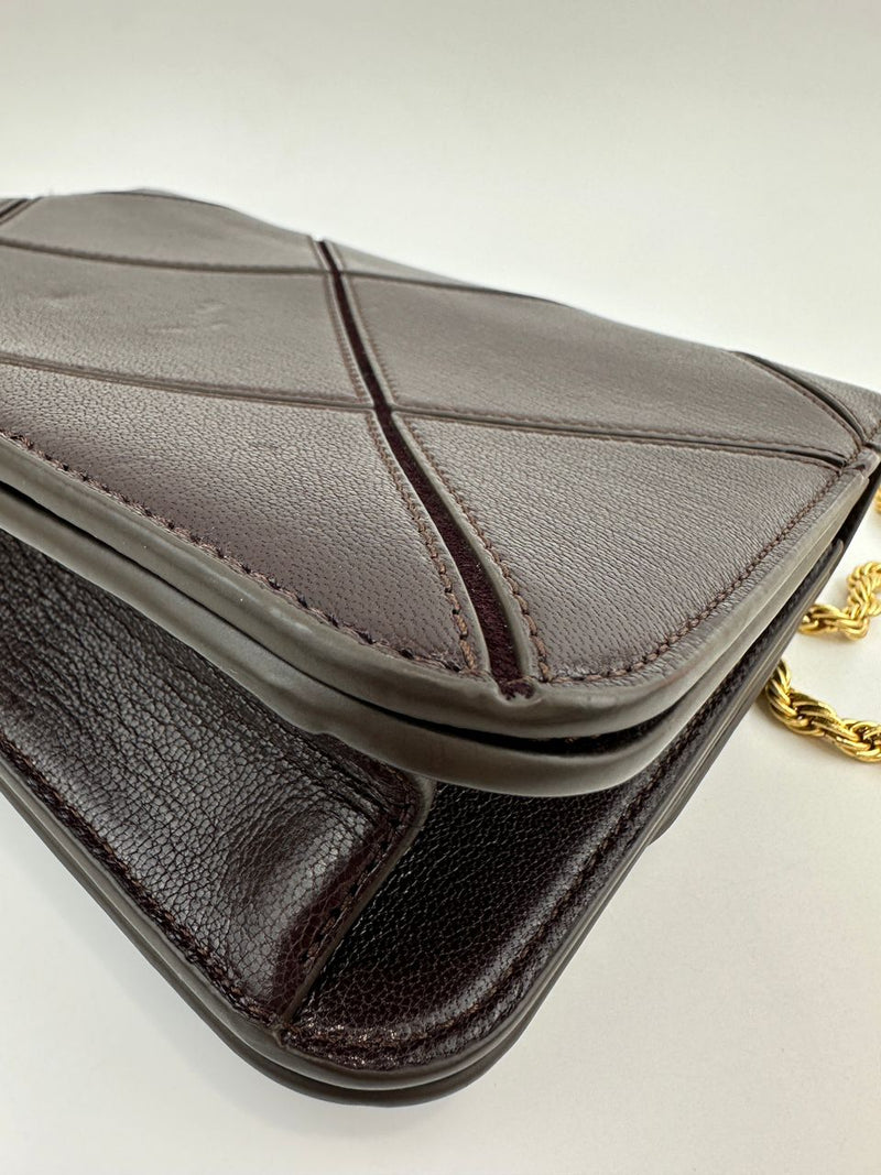 Eleanor Diamond Quilt Leather Shoulder Bag in Burgundy