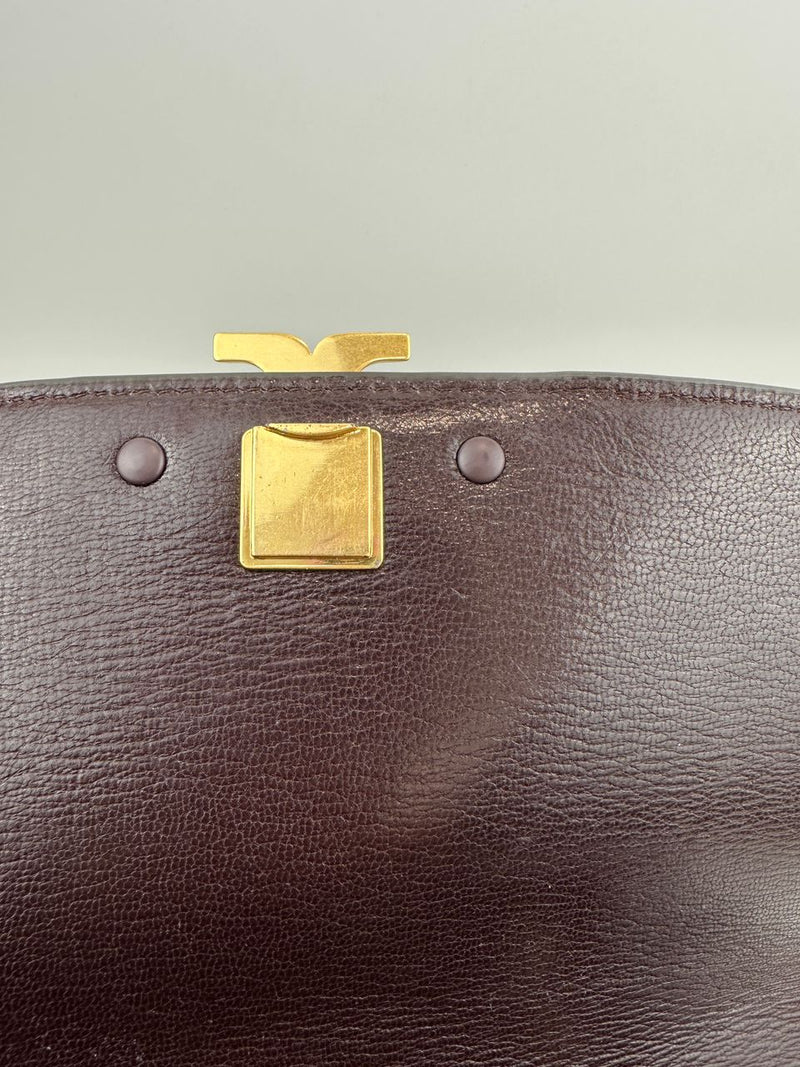 Eleanor Diamond Quilt Leather Shoulder Bag in Burgundy