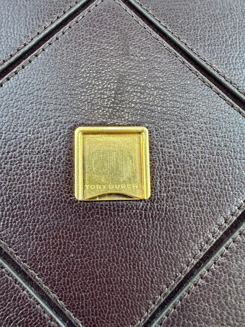 Eleanor Diamond Quilt Leather Shoulder Bag in Burgundy