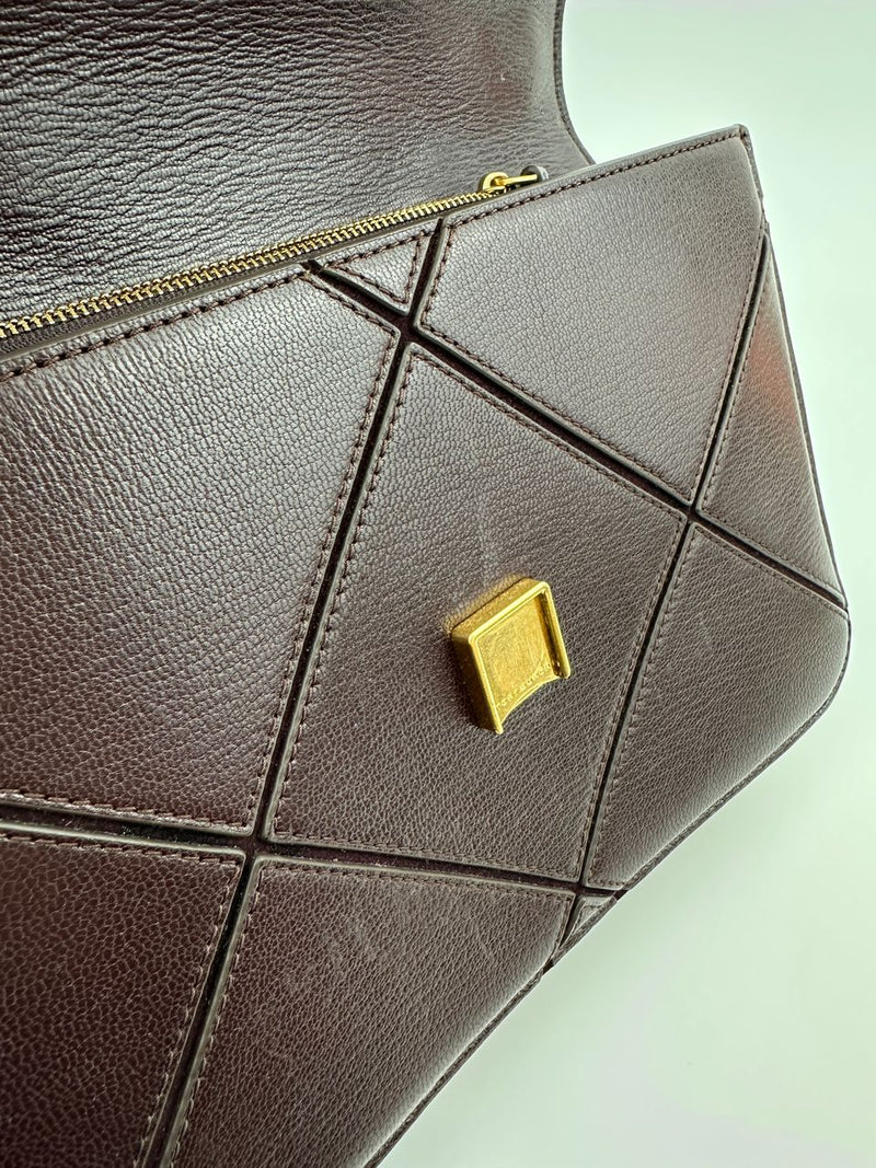 Eleanor Diamond Quilt Leather Shoulder Bag in Burgundy