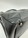 Quilted Caviar Leather Timeless CC Soft Shopping Tote in Black SHW