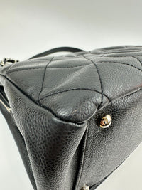 Quilted Caviar Leather Timeless CC Soft Shopping Tote in Black SHW