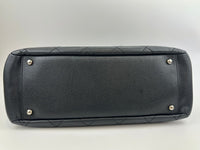 Quilted Caviar Leather Timeless CC Soft Shopping Tote in Black SHW