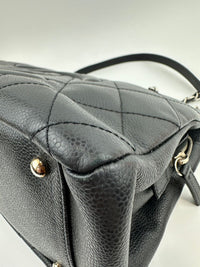 Quilted Caviar Leather Timeless CC Soft Shopping Tote in Black SHW
