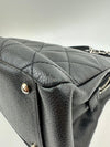 Quilted Caviar Leather Timeless CC Soft Shopping Tote in Black SHW