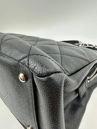 Quilted Caviar Leather Timeless CC Soft Shopping Tote in Black SHW