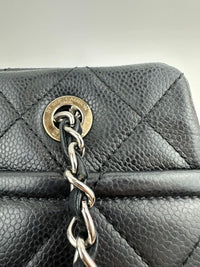 Quilted Caviar Leather Timeless CC Soft Shopping Tote in Black SHW