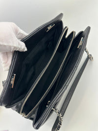 Quilted Caviar Leather Timeless CC Soft Shopping Tote in Black SHW