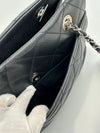 Quilted Caviar Leather Timeless CC Soft Shopping Tote in Black SHW