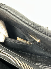 Quilted Caviar Leather Timeless CC Soft Shopping Tote in Black SHW